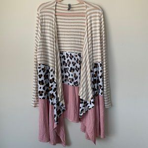 Honeyme Curvy Multi Pattern Drape Cardigan Sz XXL